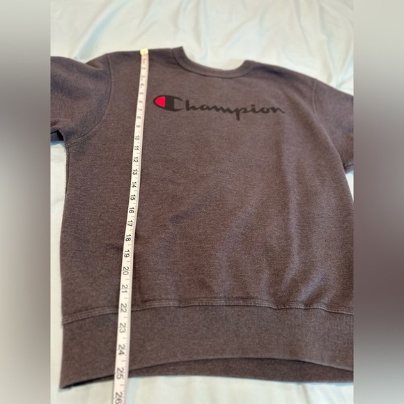 Champion Y2K Pullover Sweatshirt Men's M Dark Gray Spell Out Logo Crew Neck. - Picture 4 of 11